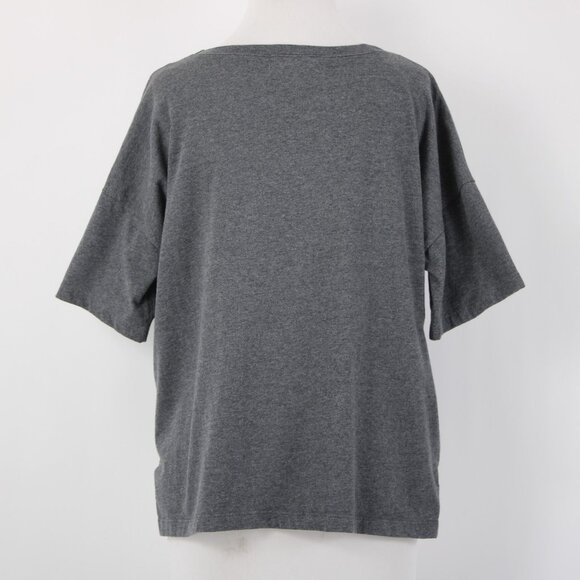 Etienne Marcel Top Sz M Gray Red Zipper Detail Crop Hi Lo 100% Cotton Top - Picture 9 of 14